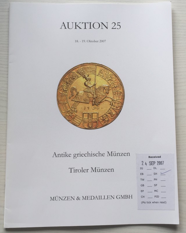 Munzen & Medaillen Auktion 25 Antike Griechische Munzen, Tiroler Munzen. 18-19 O...