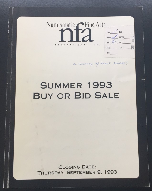 Numismatic Fine Art Auction Summer 1993 Buy or Bid Sale. 9 September 1993. Bross...