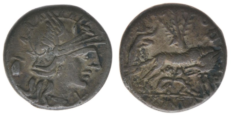 ROM Republik Pompeia 157-134 BC

Denar
Romakopf nach rechts / Wölfin, Romulus un...