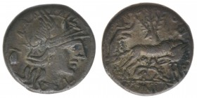 ROM Republik Pompeia 157-134 BC

Denar
Romakopf nach rechts / Wölfin, Romulus und Remus säugend
sehr selten, Kress 86, 247, 3,74 Gramm, ss+