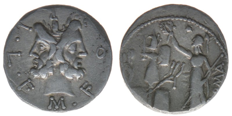 ROM Republik M.Furius L für Philus 119 BC

Denar
Januskopf / Roma mit Zepter ein...