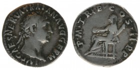 ROM Kaiserzeit Traianus 98-117
Denar
IMP CAES NERVA TRAIAN AVG GERM / PM TR P COS II P P
Concordia nach links sitzend
Kampmann 27.45.2, 3,40 Gramm, ss