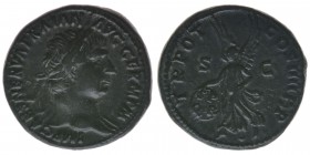ROM Kaiserzeit Traianus 98-117
AS
IMP CAES NERVA TRAIAN AVG GERM P M / TR POT COS IIII P P
Victoria mit Schild SP/QR
RIC 434 var. selten, 11,75 Gramm,...