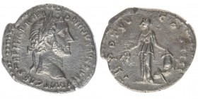 ROM Kaiserzeit Antoninus Pius 138-161
Denar
IMP CAES T AEL HADR ANTONINVS AVG PIVS P P / TR POT XV COS IIII
2,84 Gramm, ss