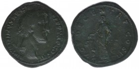 ROM Kaiserzeit Antoninus Pius 138-161
Sesterz

ANTONINVS AVG PIVS P P / VOT DECEN TR P COS II / S - C
Moneta nach links stehend
unpubliziert, 22,76 Gr...
