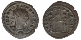 ROM Kaiserzeit
Aurelianus 270-275
Antoninian
IMP AVRELIANVS AVG / RESTITVTOR ORBIS
Kampmann 106.55, 3,91 Gramm, ss/vz, Silbersud