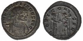 ROM Kaiserzeit
Aurelianus 270-275
Antoninian
IMP AVRELIANVS AVG / IOVI CONSER
Kampmann 106.30, 3,24 Gramm, ss/vz, Silbersud