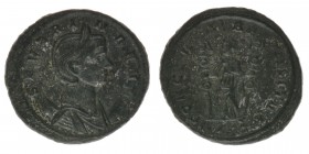 ROM Kaiserzeit Severina Gattin des Aurelianus
Antoninian
SEVERINA AVG / CONCORDIAE MILITUM
Concordia mit 2 Standarten nach links stehend
Kampmann 107....