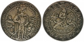 RDR Österreich Habsburg
Erzherzog Sigismund 1439-1496

Guldiner 1486 / 1986 Brixlegger Ausbeute 900-Silber
31,35 Gramm, vz