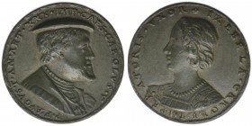 RDR Österreich Habsburg Kaiser Karl V., 
Medaille 1530/1531 mit Isabella von Portugal
Medailleur Mathes Gebel 
SEHR SELTEN, Domanig 45
Blei, 43.20 Gra...