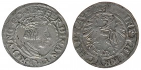 RDR Österreich Habsburg Kaiser Ferdinand I. 
3 Kreuzer (Groschen) 1534
2,51 Gramm, ss++
