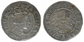 RDR Österreich Habsburg
Kaiser Ferdinand I.

3 Kreuzer (Groschen) 1535
2,65 Gramm, ss/vz