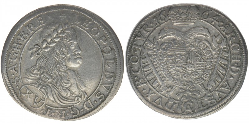 RDR Österreich Habsburg Kaiser Leopold I. 

15 Kreuzer 1664 CA
6,39 Gramm, ss po...