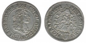 RDR Österreich Habsburg
Kaiser Leopold I.

6 Kreuzer 1671
3.03 Gramm, vz