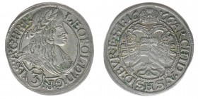 RDR Österreich Habsburg
Kaiser Leopold I.

3 Kreuzer (Groschen) 1666 SHS
1.57 Gramm, ss/vz