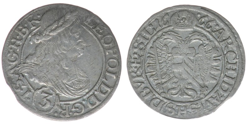 RDR Österreich Habsburg
Kaiser Leopold I.
3 Kreuzer (Groschen) 1666 SHS
Breslau
...