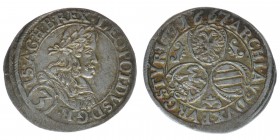 RDR Österreich Habsburg
Kaiser Leopold I.

3 Kreuzer (Groschen) 1667 Graz
Her.1339, 1,63 Gramm, ss/vz