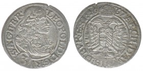 RDR Österreich Habsburg
Kaiser Leopold I.

3 Kreuzer (Groschen) 1667 SHS
1,42 Gramm, ss/vz