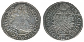 RDR Österreich Habsburg Kaiser Leopold I. 

3 Kreuzer 1667 SHS Breslau
1,58 Gramm, ss+