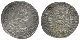 RDR Österreich Habsburg Kaiser Leopold I.

3 Kreuzer (Groschen) 1669 Wien
1.71 Gramm, ss/vz