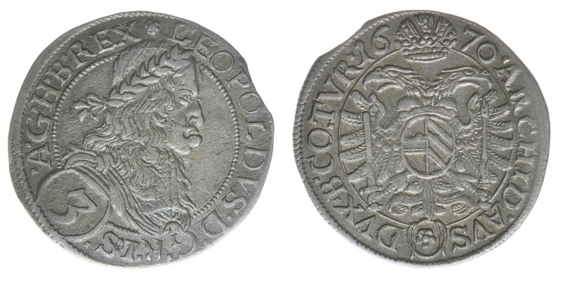 RDR Österreich Habsburg
Kaiser Leopold I.

3 Kreuzer (Groschen) 1670 Wien
1.61 G...