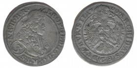 RDR Österreich Habsburg
Kaiser Leopold I.

3 Kreuzer 1700 CB Brieg 
1.65 Gramm, ss+
