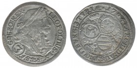 RDR Österreich Habsburg Kaiser Leopold I.
3 Kreuzer 1704 Graz
1,53 Gramm, ss