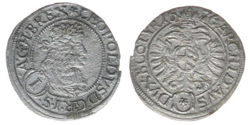 RDR Österreich Habsburg
Kaiser Leopold I.

1 Kreuzer 1676
0.61 Gramm, ss