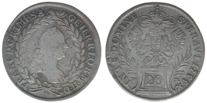 RDR Österreich Habsburg Kaiser Franz I. Stephan

20 Kreuzer 1755 PR Prag
6,48 Gr...