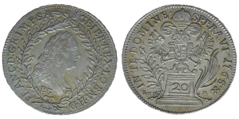 RDR Österreich Habsburg Kaiser Franz I. Stephan
20 Kreuzer EvM-D 1765 BG
6.68 Gr...