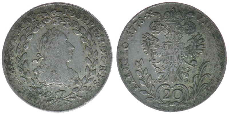 RDR Österreich Habsburg Kaiser Joseph II.

20 Kreuzer 1778 F
6,68 Gramm, ss