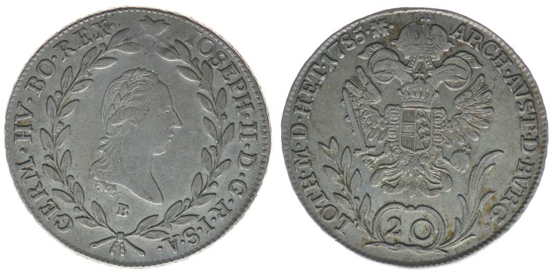 RDR Österreich Habsburg
Kaiser Joseph II.

20 Kreuzer 1785 B
6,64 Gramm, ss