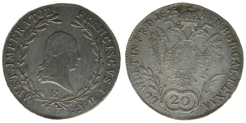 KAISERTUM ÖSTERREICH Kaiser Franz I.
20 Kreuzer 1815 E
6.62 Gramm, -vz