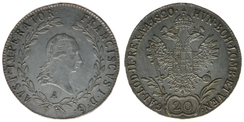 KAISERTUM ÖSTERREICH 
Kaiser Franz I.
20 Kreuzer 1820 A
6.66 Gramm, vz/stfr