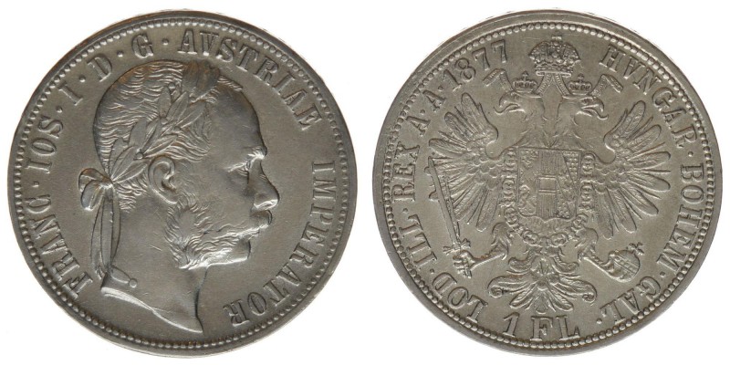 Kaisertum Österreich
Kaiser Franz Joseph I.
Gulden 1877
12,31 Gramm, ss