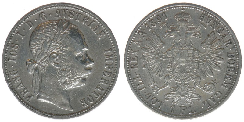 Kaisertum Österreich
Kaiser Franz Joseph I.
Gulden 1891
12,33 Gramm, ss gereinig...