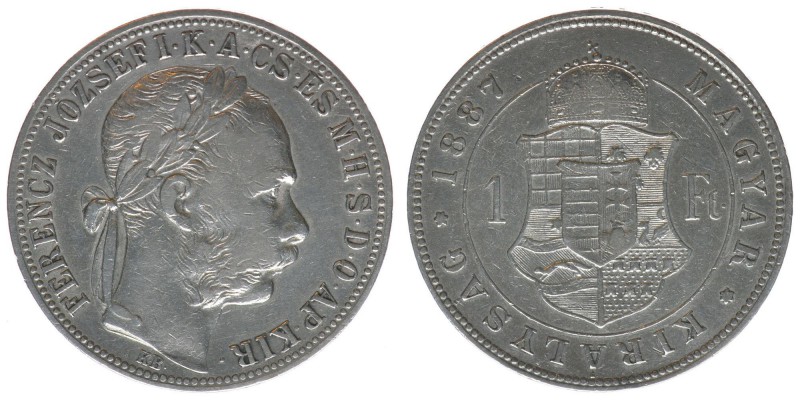 Kaisertum Österreich-Ungarn
Kaiser Franz joseph i.
Forint 1887 KB
12,30 Gramm, s...