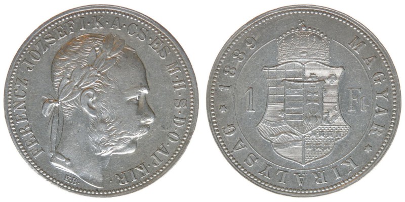 Kaisertum Österreich-Ungarn
Kaiser Franz Joseph I.
Forint 1889 KB
12,34 Gramm, -...