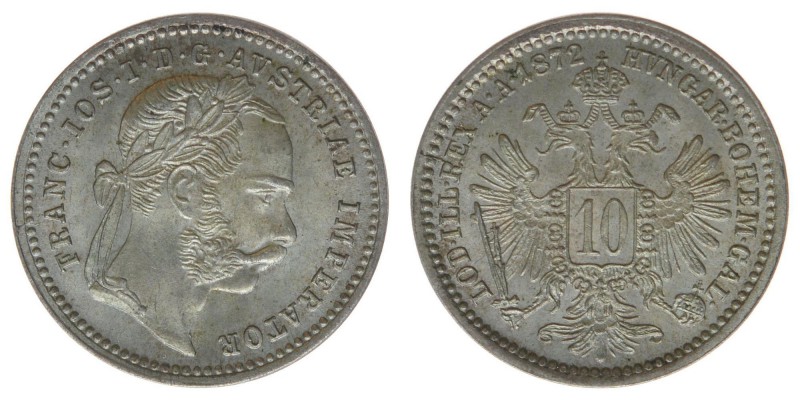 Kaisertum Österreich
Kaiser Franz Joseph I.

10 Kreuzer 1872 Wien
18mm, 1,64 Gra...