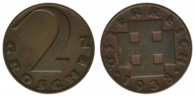 Österreich 1. Republik
2 Groschen 1938
3,33 Gramm, ss/vz