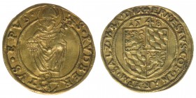 ERZBISTUM SALZBURG Ernst Herzog von Bayern 1540-1554

Dukaten 1548
als Jahrgangsrarität äußerst selten
Zöttl 384, 3.31 Gramm, ss/vz