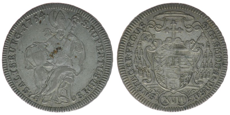 ERZBISTUM SALZBURG Sigismund III. Graf Schrattenbach 1753-1771
17 Kreuzer 1754
Z...