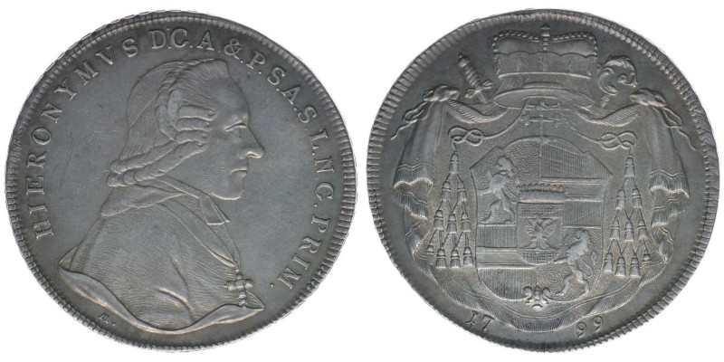 ERZBISTUM SALZBURG Hieronymus Graf Colloredo 1772-1803

Taler 1799 M
27,94 Gramm...