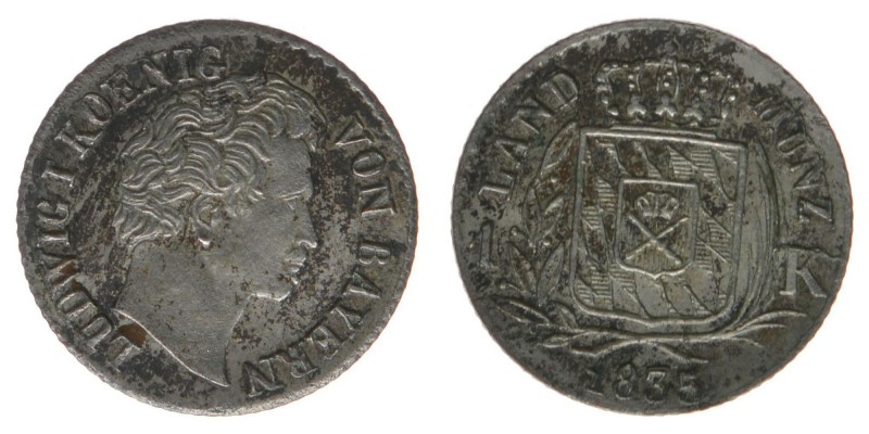 BAYERN Ludwig I. König von Bayern

1 Kreuzer Landmünze 1835
0,71 Gramm, vz++