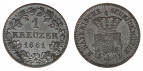 BAYERN
Maximilian II. Joseph 1848-1864
1 Kreuzer 1861
0,84 Gramm, AKS 156, ss/vz
