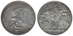 PREUSSEN WILHELM II. 1888-1918
2 Mark 1913
aus Anlass der Jahrhundertfeier der Befreiungskriege
AKS 140, 11,14 Gramm, -vz