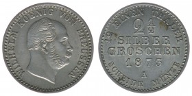 PREUSSEN Wilhelm I. 1861-1888
2 1/2 Silbergroschen 1873 A
AKS 102 3,23 Gramm vz