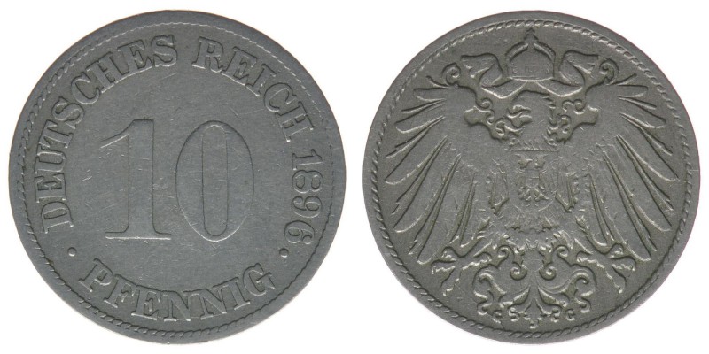 DEUTSCHES REICH 10 Pfennig 1896 G
AKS 12, 3,92 Gramm, s/ss