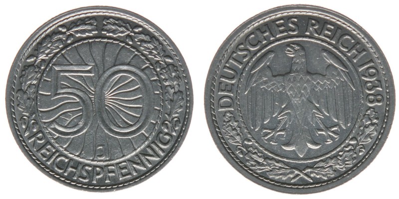 DEUTSCHES REICH
50 Reichspfennig 1938 J
ss/vz