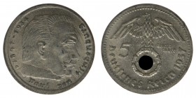 DEUTSCHES DRITTES REICH

5 Reichsmark Spielgeld 1937
Zinn, 0,66 Gramm, vz++, sehr selten